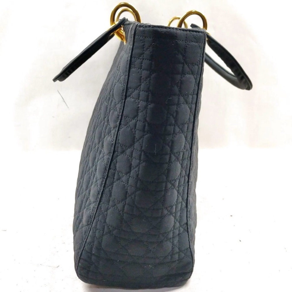 Christian Dior Lady Dior Medium Black Cannage Nylon Gold Hardware - Picture 3 of 9